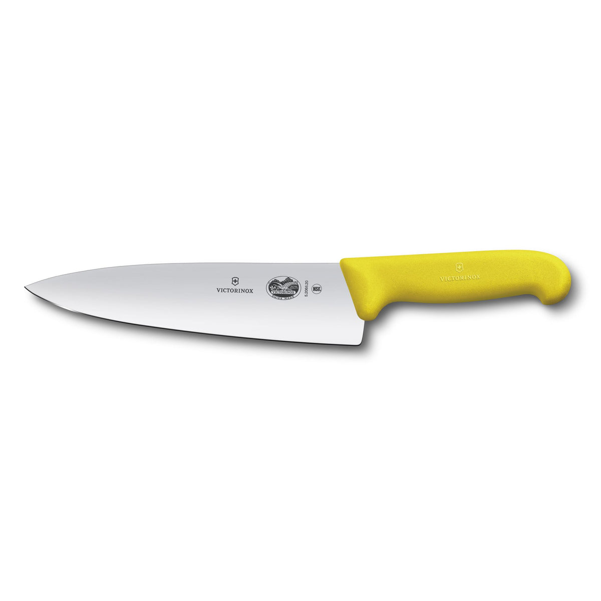 Chef's knife with yellow handle and stainless steel blade, 20 cm