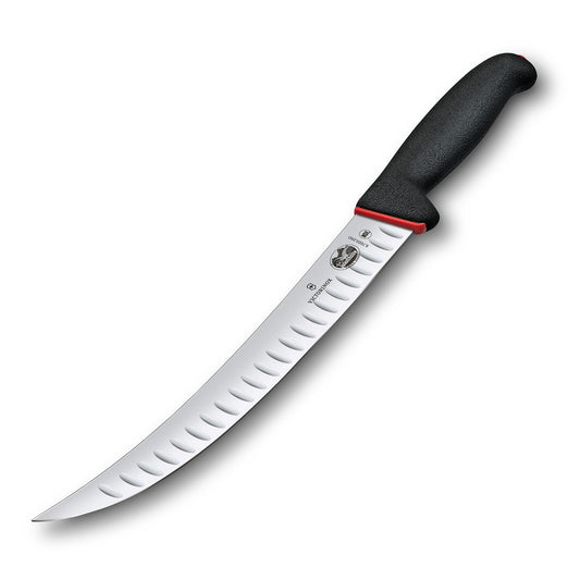 Slaughter Knife, 25cm, Curved Narrow Blade, Fluted, Fibrox - Dual Grip
