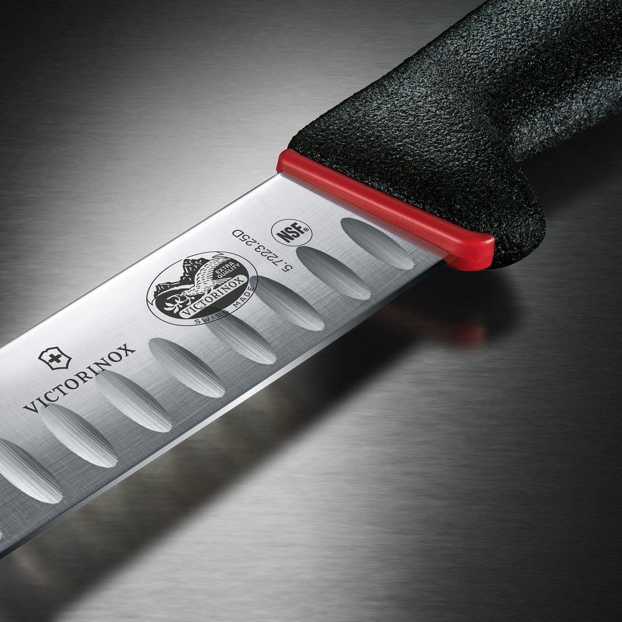 Slaughter Knife, 25cm, Curved Narrow Blade, Fluted, Fibrox - Dual Grip