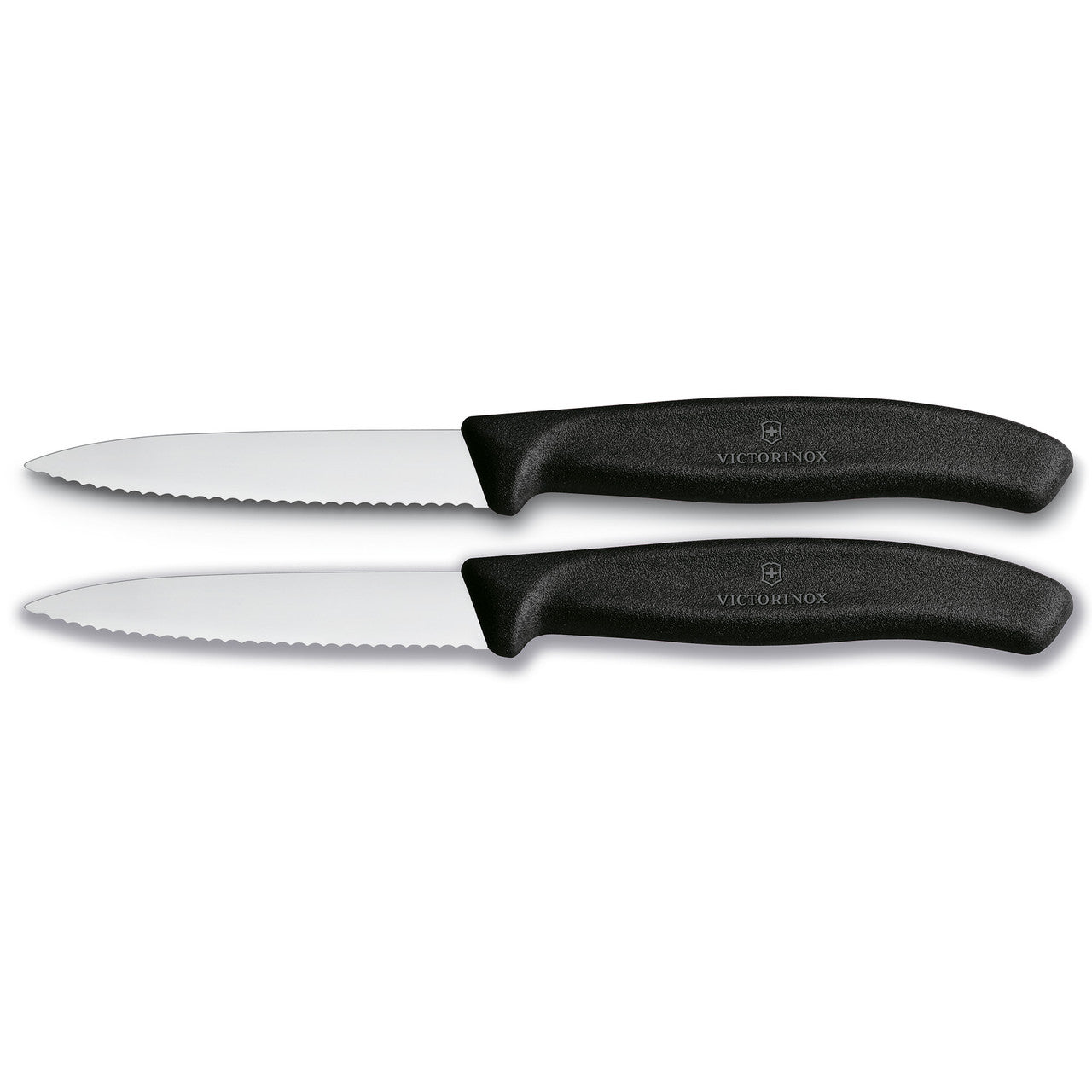 Paring Knife, 8cm Pointed Tip, Wavy Edge, 2 pc Set, Classic - Black