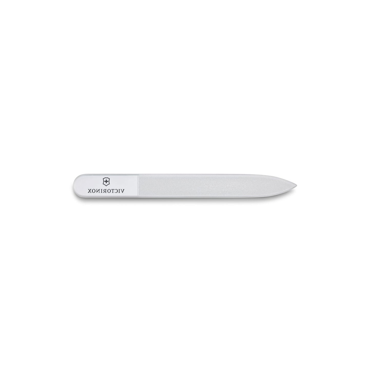 White glass nail file with rounded handle, VICTORINOX logo end