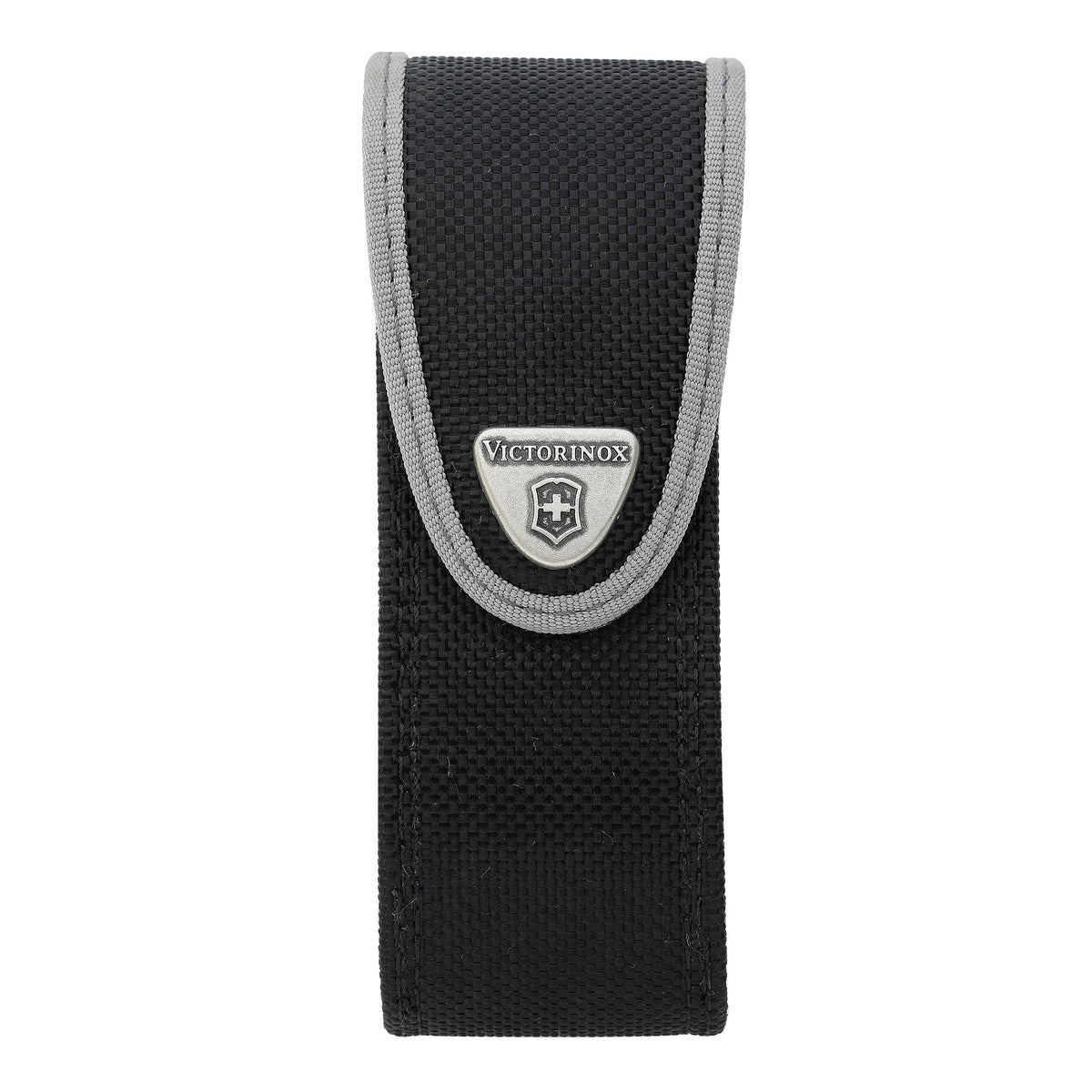 Black nylon belt pouch with gray trim and Victorinox shield logo