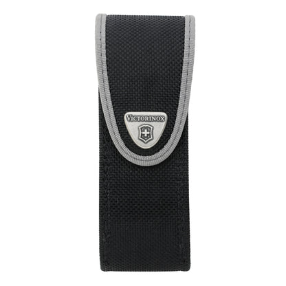 Black nylon belt pouch with gray trim and Victorinox shield logo