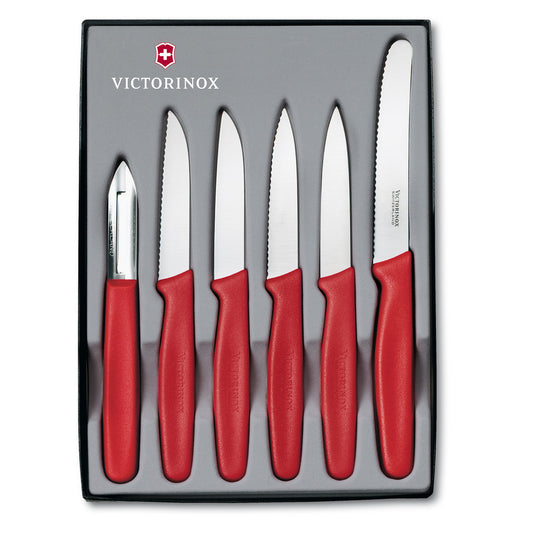Paring Knife Set, 6pc, Nylon - Red