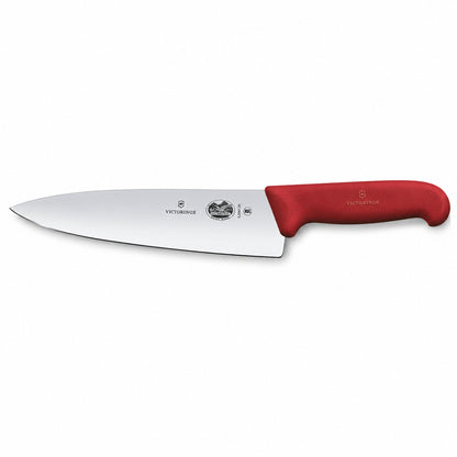 Chef's knife with red handle and stainless steel blade, 20 cm