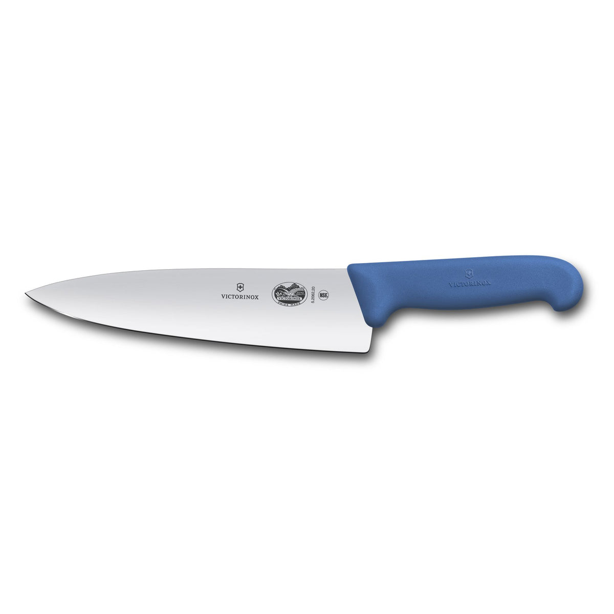 Chef's knife with blue handle and stainless steel blade, 20 cm
