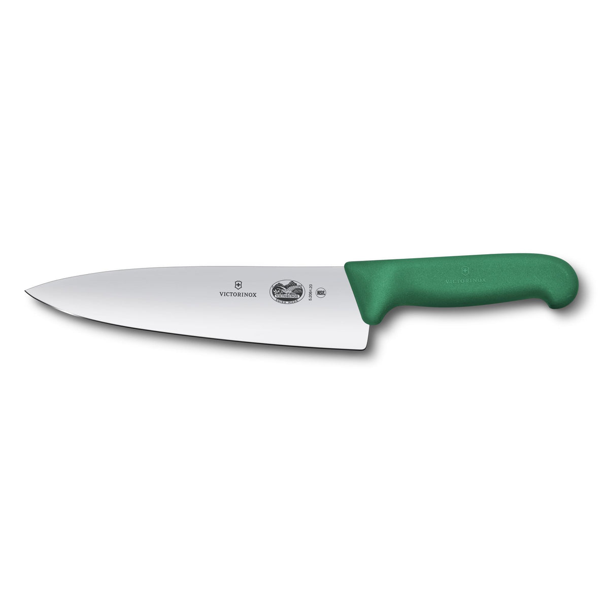 Chef's knife with green handle and stainless steel blade, 20 cm