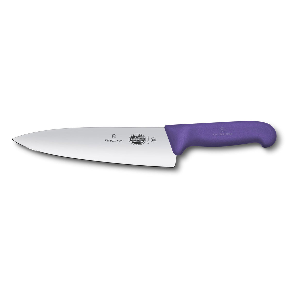 Chef's knife with purple handle and stainless steel blade, 20 cm