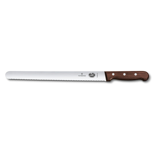 Slicing Knife, 25cm Round Wavy Edge - Wood