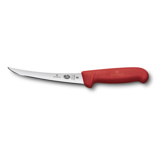 Boning Knife, 12cm Curved, Flexible Narrow Blade, Fibrox Red