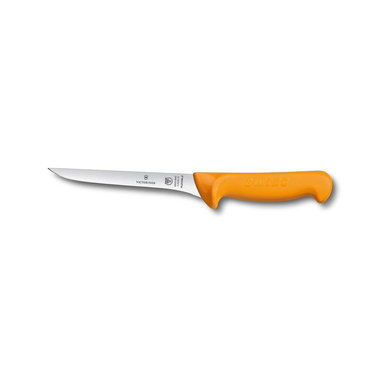 Swibo Boning Knife, 16cm Straight Flexible Narrow Blade, Curved to Guard - Yellow