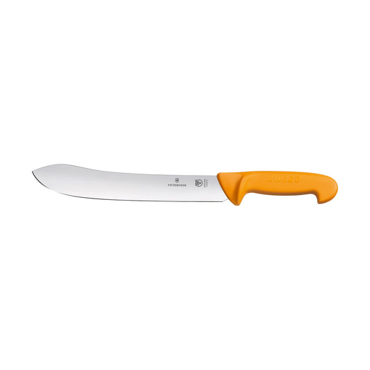 Swibo Butchers Knife, 25cm Wide Tip Stiff Blade - Yellow