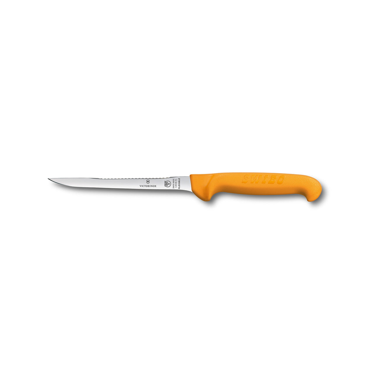 Swibo Filleting Knife 16cm Flex Blade, Narrow Handle with Scaler Back - Yellow