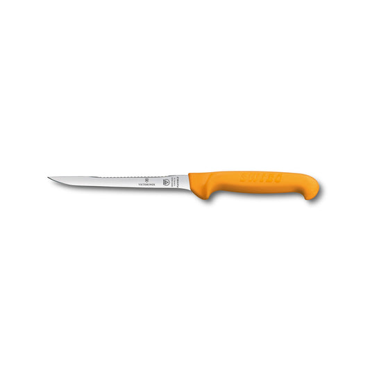 Swibo Filleting Knife 16cm Flex Blade, Narrow Handle with Scaler Back - Yellow