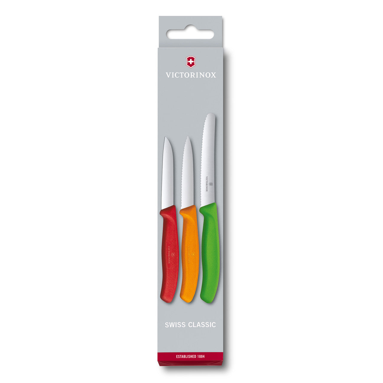 Swiss Classic, Paring Knife Set, 3 Pieces, 25 cm - Red/Orange/Green