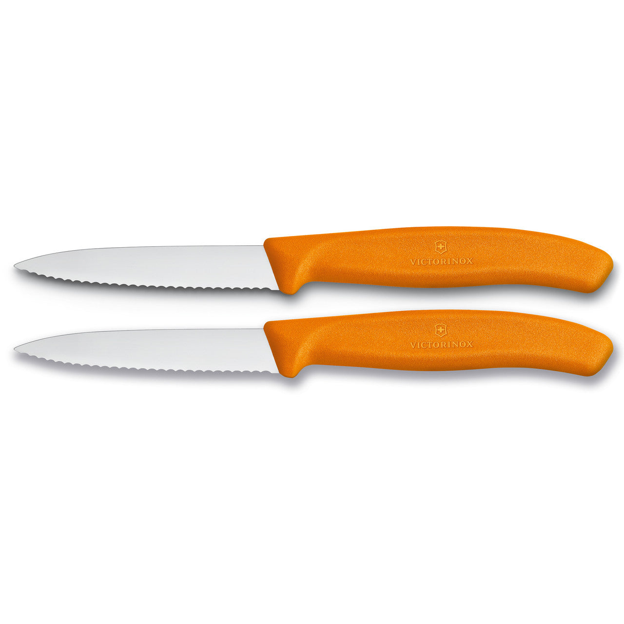 Paring Knife, 8cm Pointed Tip, Wavy Edge, 2 pc Set, Classic - Orange