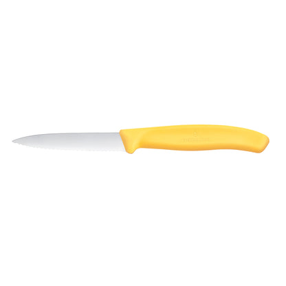 8 cm paring knife with yellow handle and stainless blade