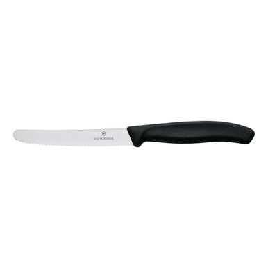 Steak & Tomato Knife, 11cm Round Tip, Wavy Edge, 2 pc Set Classic Black