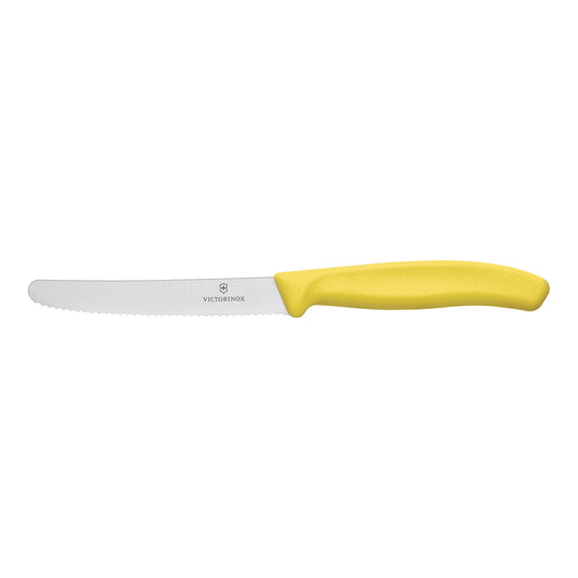 Steak & Tomato Knife, 11cm Round Tip, Wavy Edge, 2 pc Set, Classic - Yellow