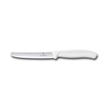 Steak & Tomato Knife,11cm Round Tip,Wavy Edge,Classic,White