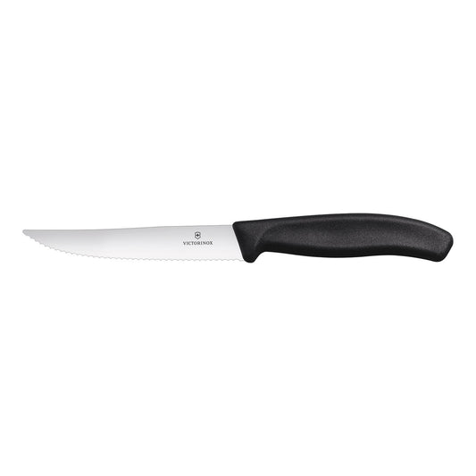 Steak & Pizza Knife 12cm, Wide Blade, Wavy Edge, 2 pc Set, Classic - Black