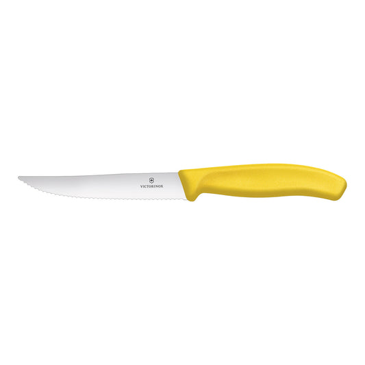 Steak & Pizza Knife 12cm, Wide Blade, Wavy Edge, 2 pc Set, Classic - Yellow