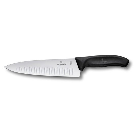 Cooks-Carving Knife, 20cm, Extra Wide fluted Blade, Classic - Black