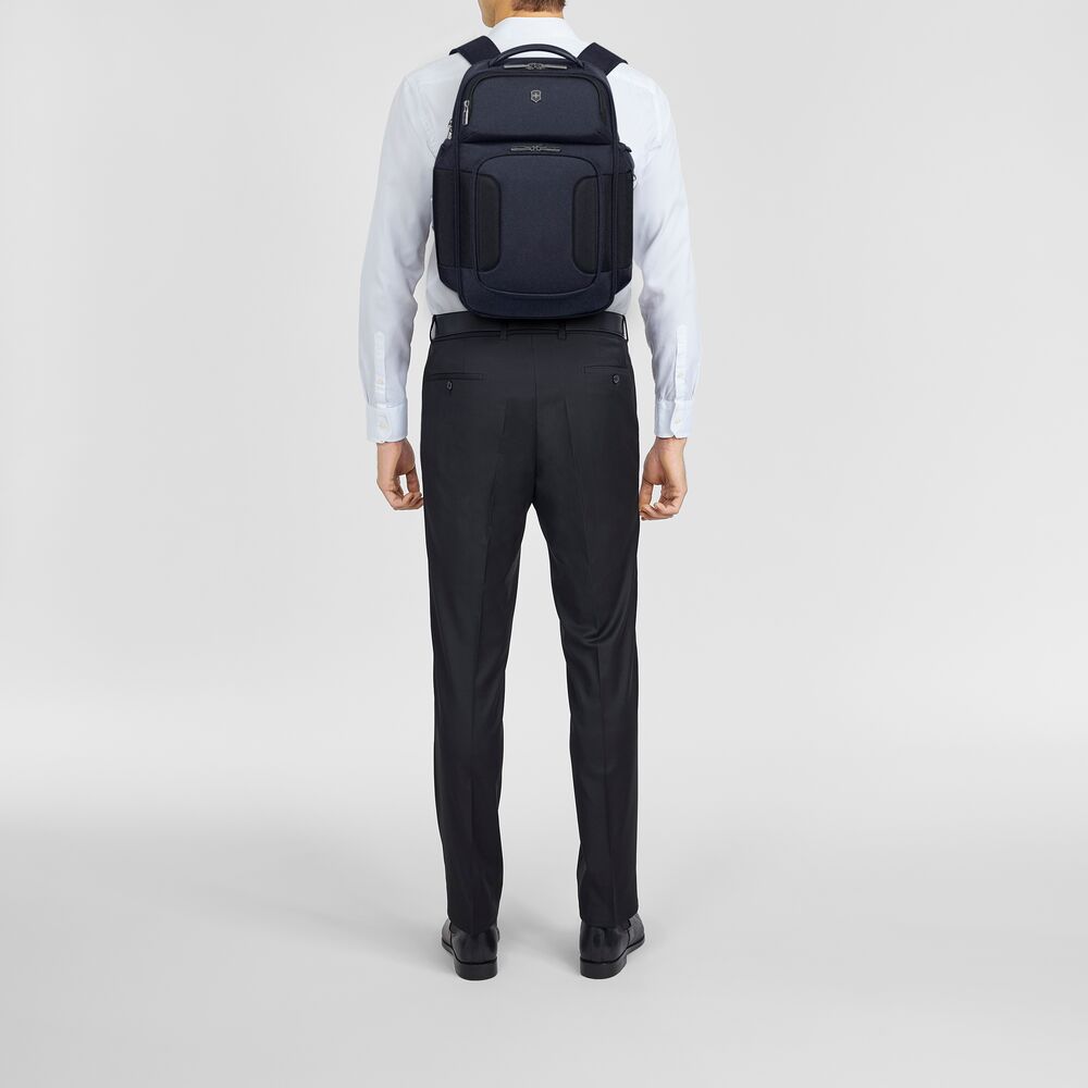 Deluxe black backpack with front zip pockets and padded shoulder straps