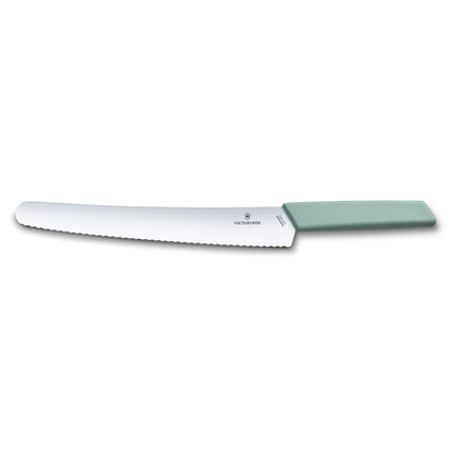 Swiss Modern Bread & Pastry Knife, 26cm - Aqua Handle