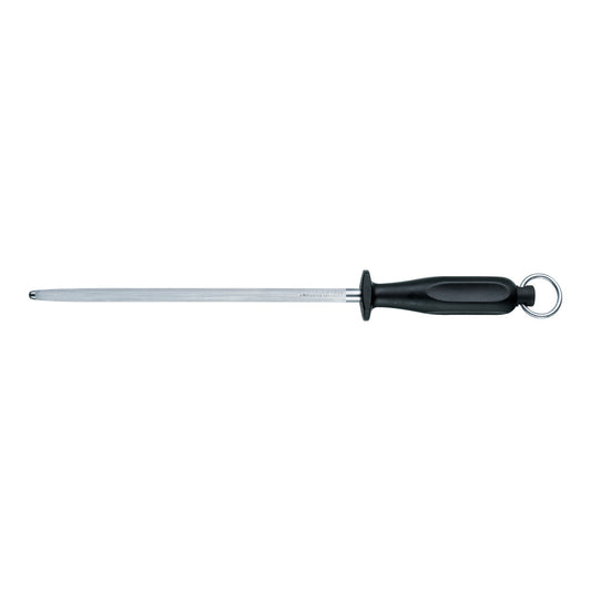 Kitchen Sharpening Steel, 25cm, Round, Middle Fine Cut - Black