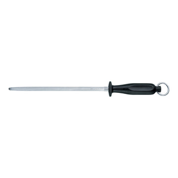 Kitchen Sharpening Steel, 25cm, Round, Middle Fine Cut - Black