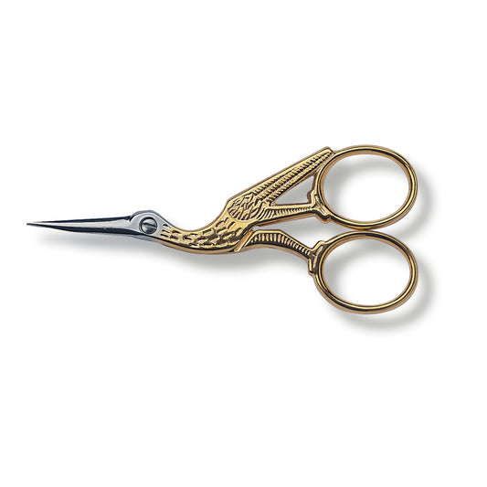 Stork Embroidery Scissors, 12cm - Gold-Plated