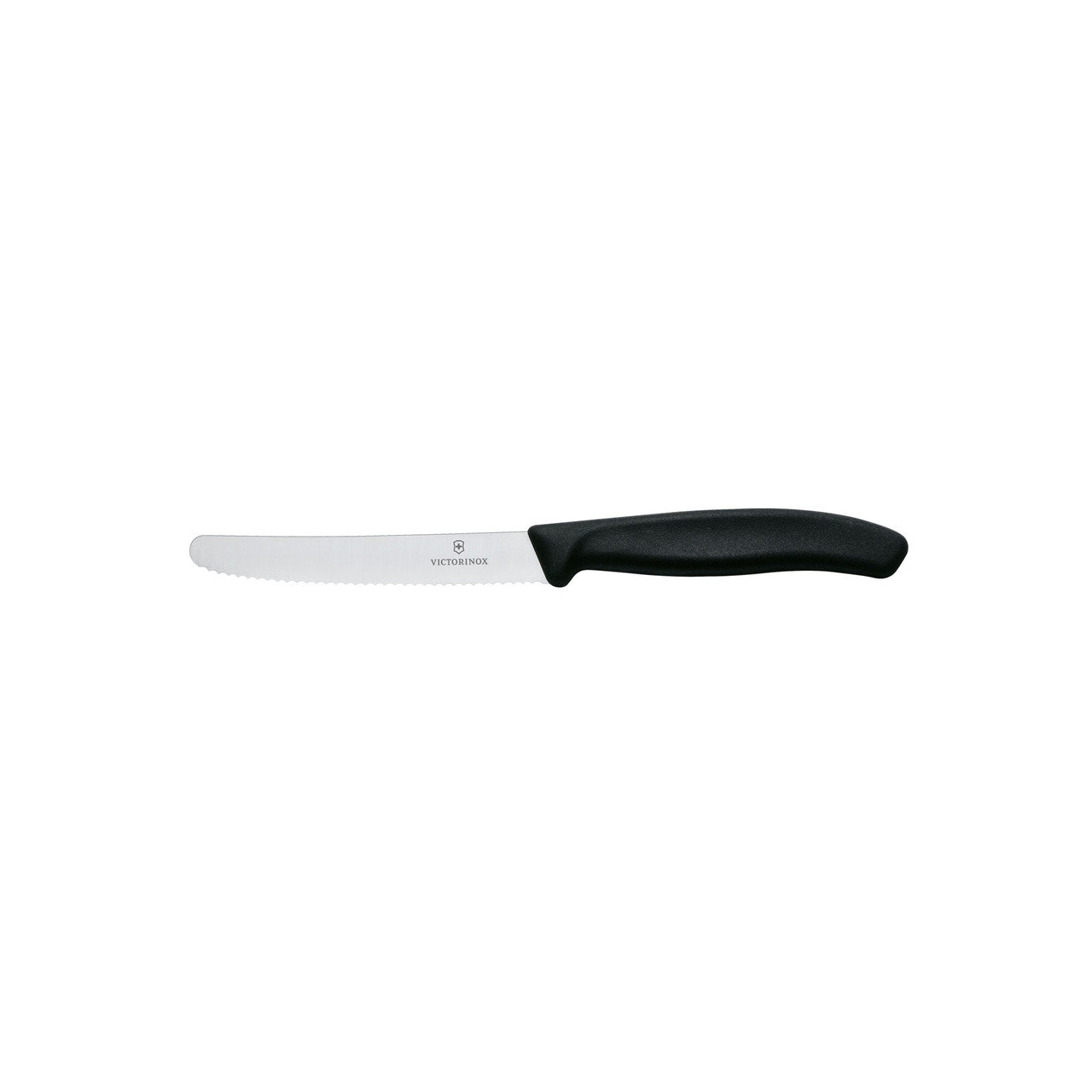 Steak & Tomato Knife, 11cm Round Tip, Wavy Edge, 2 pc Set, Classic - Black