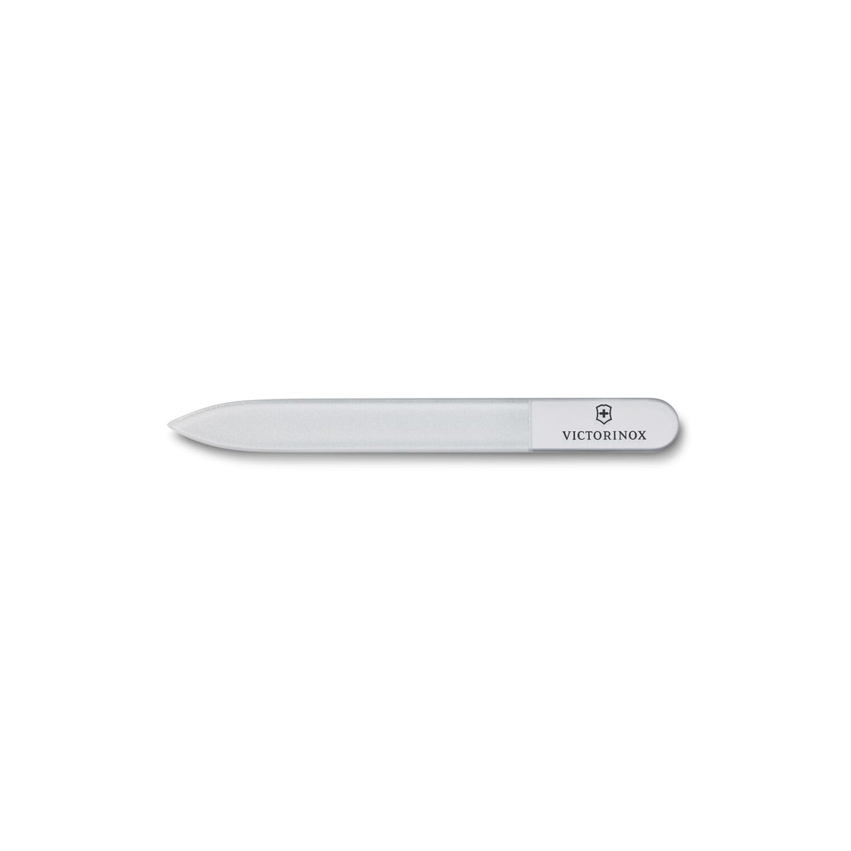 White glass nail file with rounded end, VICTORINOX logo