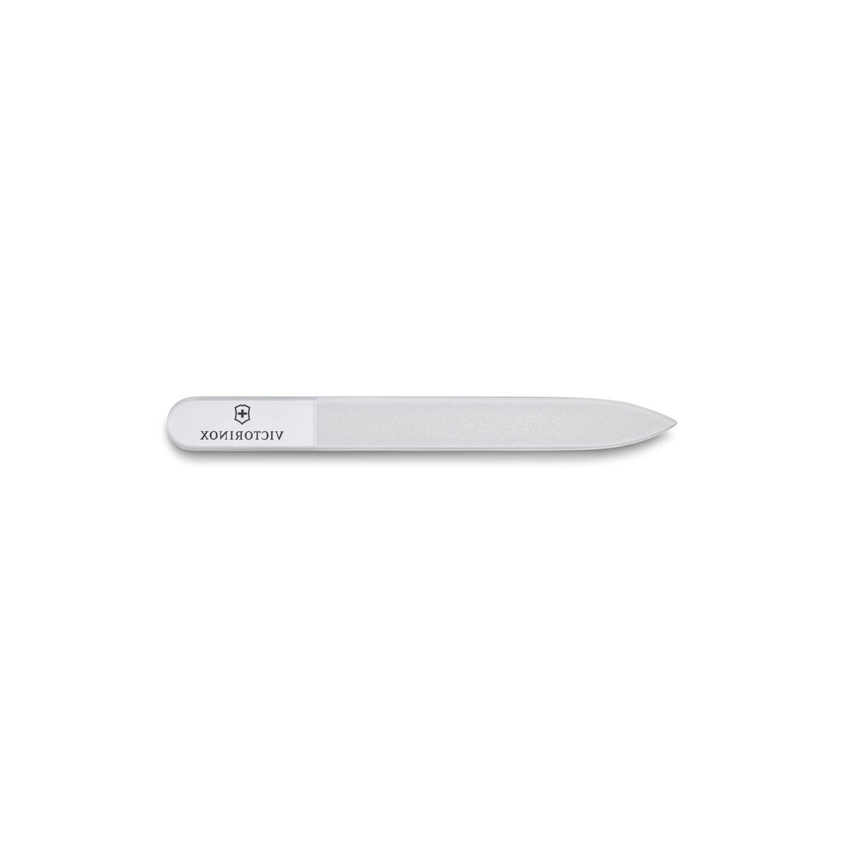 White glass nail file with rounded handle, VICTORINOX logo end