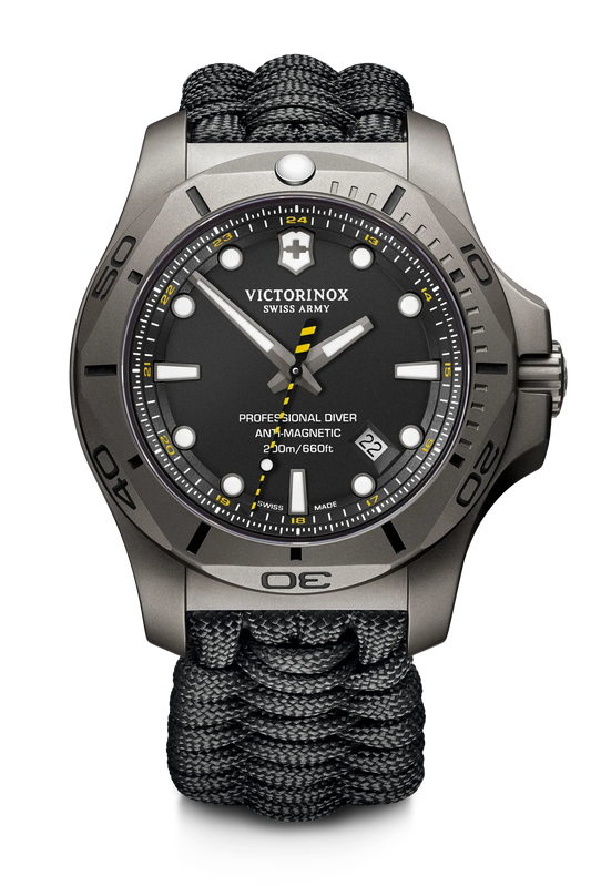 I.N.O.X. Pro Diver Titanium,  ø45, Black Dial, Black Paracord Strap