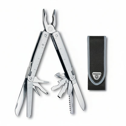 Swiss Tool multitool with dark fabric pouch